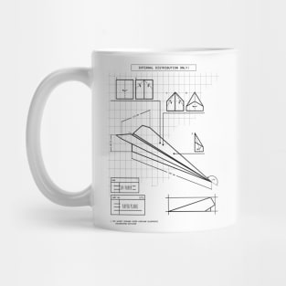 Top secret origami paper plane engineering blueprints (in black) Mug